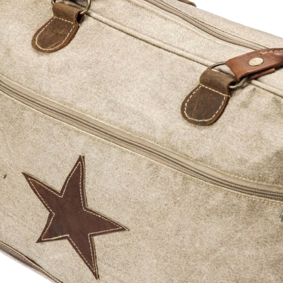 The Barrel Shack "The Cooper" Repurposed Canvas & Leather Travel Zip-Top Tote - Picture 4 of 6